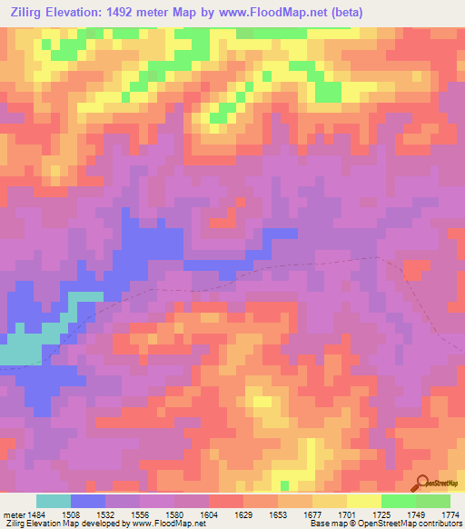 Zilirg,Afghanistan Elevation Map