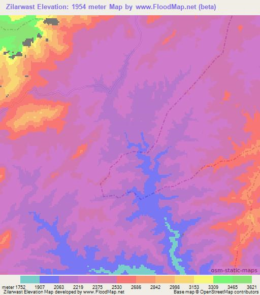 Zilarwast,Afghanistan Elevation Map