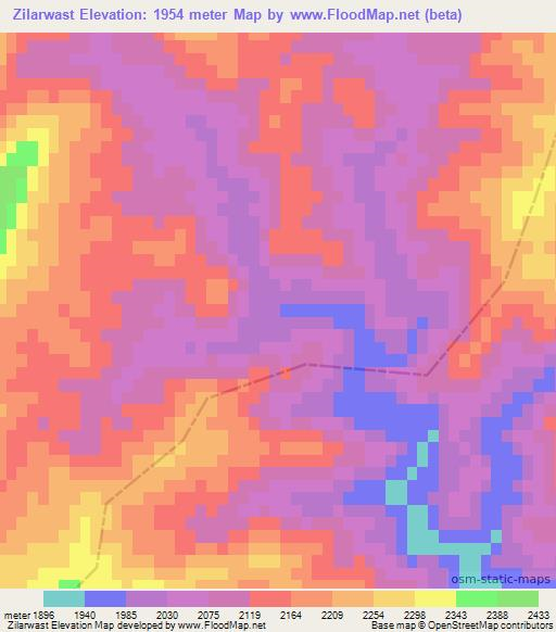Zilarwast,Afghanistan Elevation Map