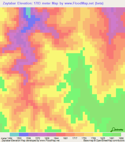 Zaytabar,Afghanistan Elevation Map
