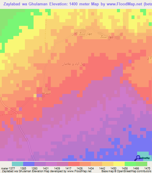 Zaylabad wa Ghulaman,Afghanistan Elevation Map