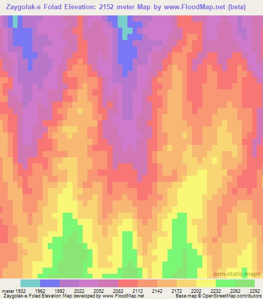 Zaygolak-e Folad,Afghanistan Elevation Map