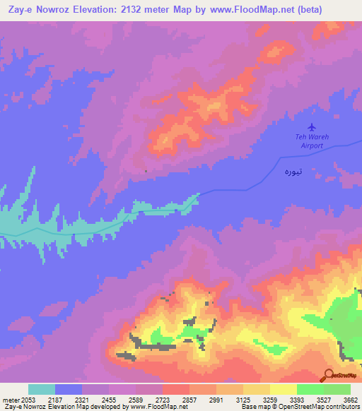Zay-e Nowroz,Afghanistan Elevation Map