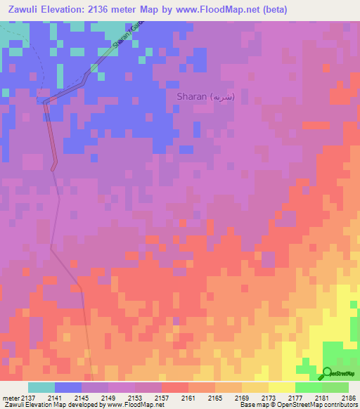Zawuli,Afghanistan Elevation Map