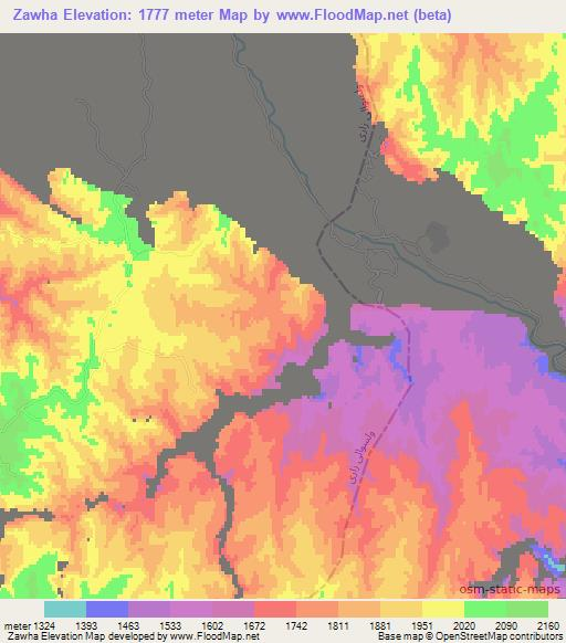 Zawha,Afghanistan Elevation Map