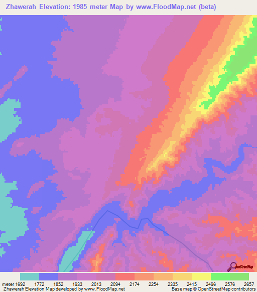 Zhawerah,Afghanistan Elevation Map