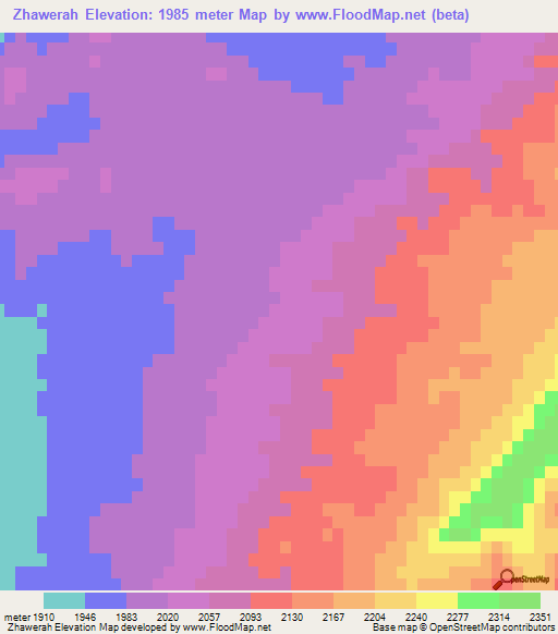 Zhawerah,Afghanistan Elevation Map