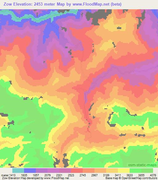 Zow,Afghanistan Elevation Map