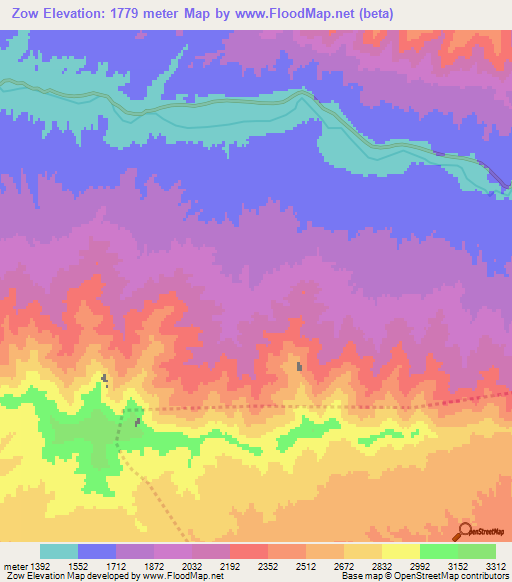 Zow,Afghanistan Elevation Map