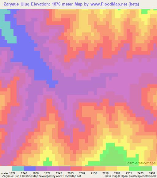 Zaryat-e Uluq,Afghanistan Elevation Map