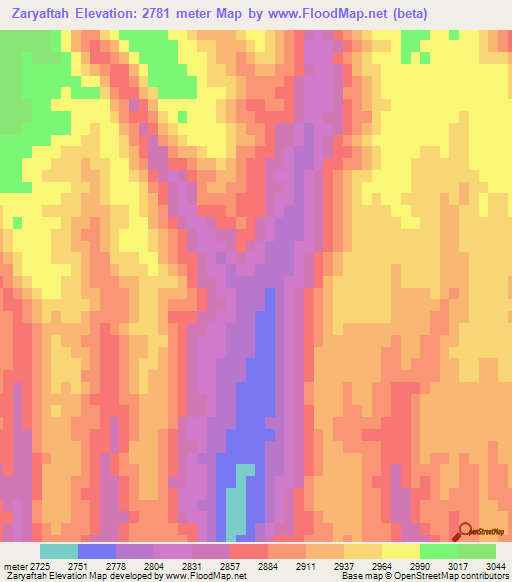 Zaryaftah,Afghanistan Elevation Map