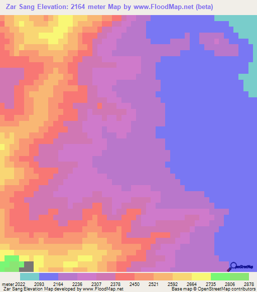Zar Sang,Afghanistan Elevation Map
