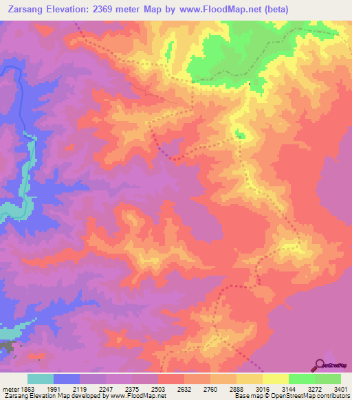 Zarsang,Afghanistan Elevation Map