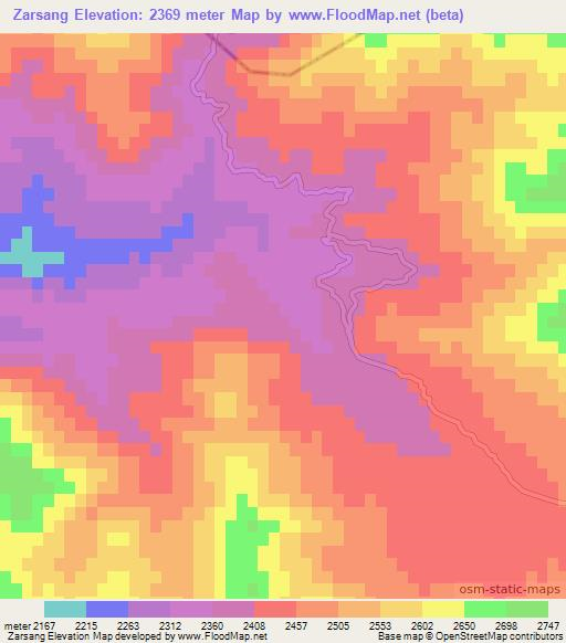 Zarsang,Afghanistan Elevation Map