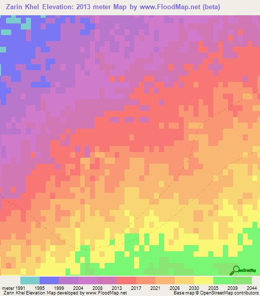Zarin Khel,Afghanistan Elevation Map