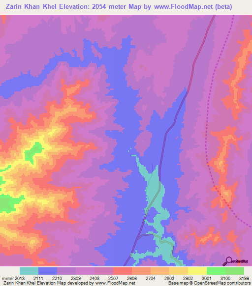 Zarin Khan Khel,Afghanistan Elevation Map