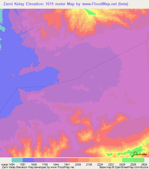 Zarni Kelay,Afghanistan Elevation Map