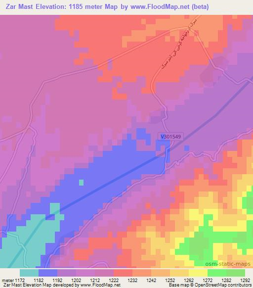 Zar Mast,Afghanistan Elevation Map