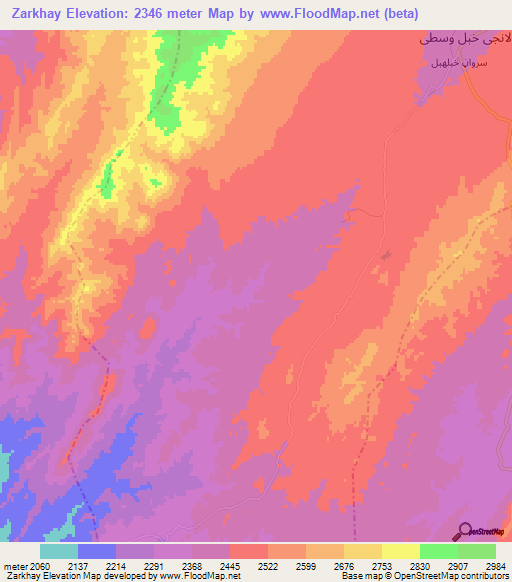 Zarkhay,Afghanistan Elevation Map