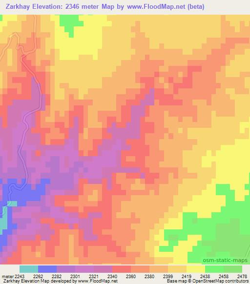Zarkhay,Afghanistan Elevation Map