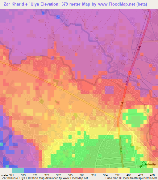 Zar Kharid-e `Ulya,Afghanistan Elevation Map