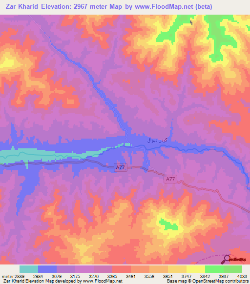 Zar Kharid,Afghanistan Elevation Map