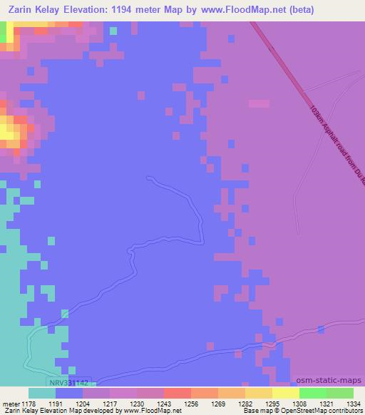 Zarin Kelay,Afghanistan Elevation Map