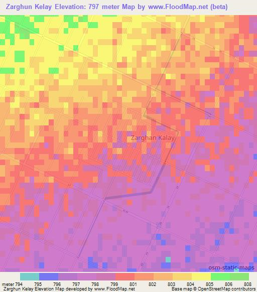 Zarghun Kelay,Afghanistan Elevation Map