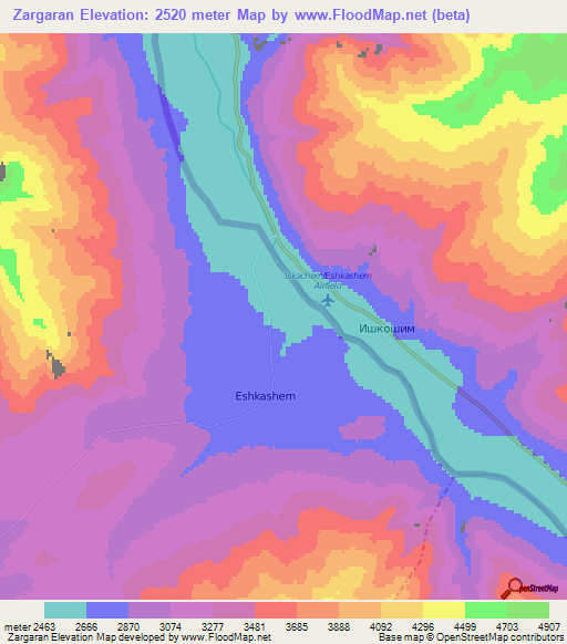 Zargaran,Afghanistan Elevation Map