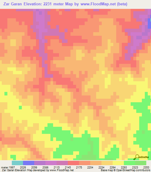 Zar Garan,Afghanistan Elevation Map