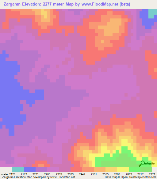 Zargaran,Afghanistan Elevation Map