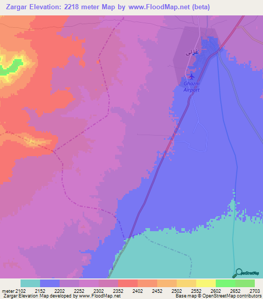 Zargar,Afghanistan Elevation Map