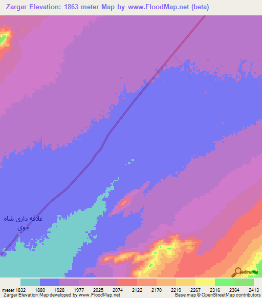 Zargar,Afghanistan Elevation Map