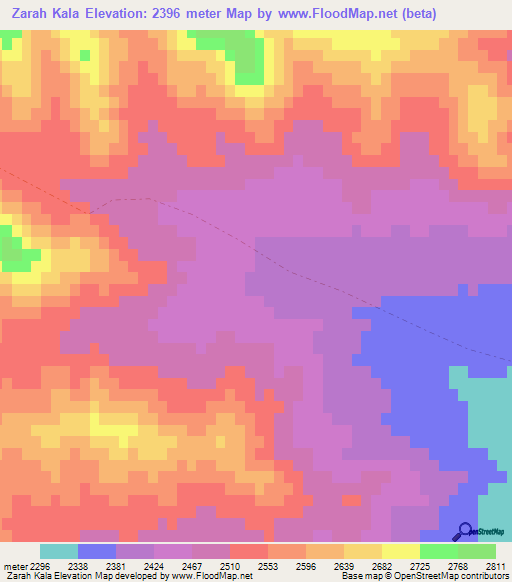 Zarah Kala,Afghanistan Elevation Map