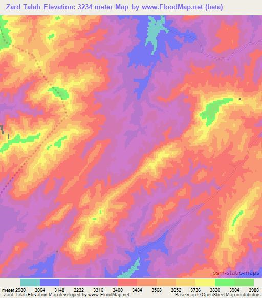 Zard Talah,Afghanistan Elevation Map