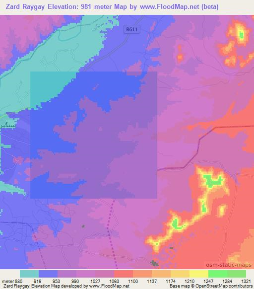 Zard Raygay,Afghanistan Elevation Map