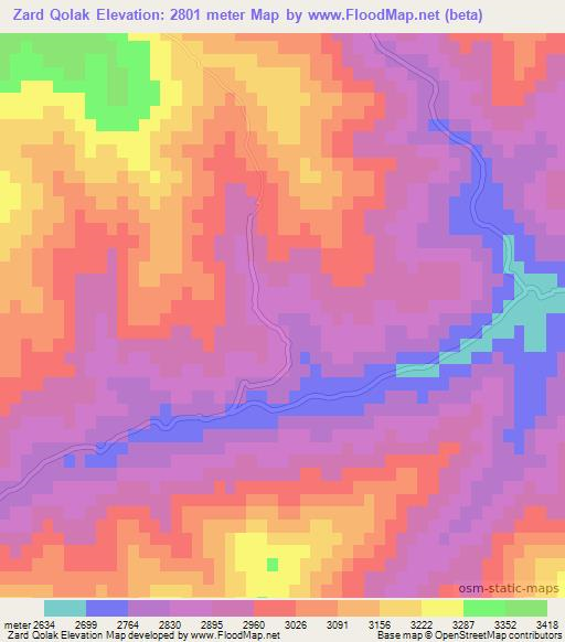 Zard Qolak,Afghanistan Elevation Map