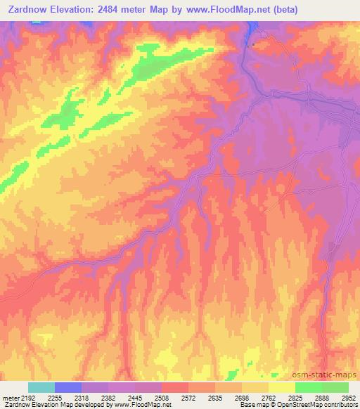 Zardnow,Afghanistan Elevation Map