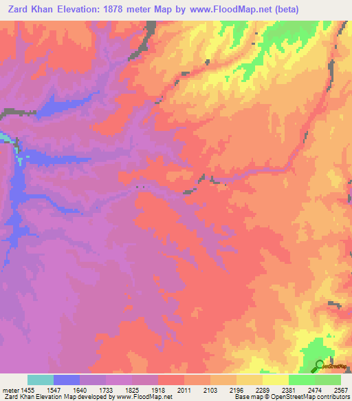 Zard Khan,Afghanistan Elevation Map
