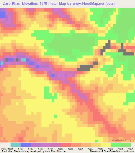 Zard Khan,Afghanistan Elevation Map