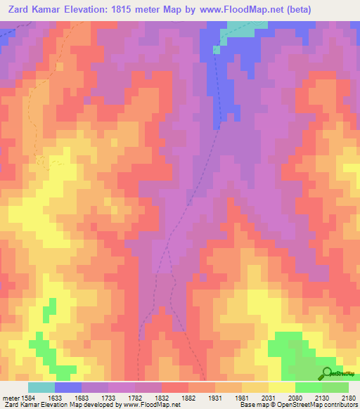 Zard Kamar,Afghanistan Elevation Map