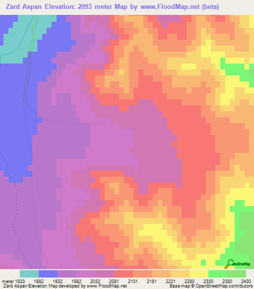 Zard Aspan,Afghanistan Elevation Map