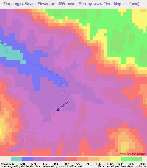 Zardalugak-Buyah,Afghanistan Elevation Map