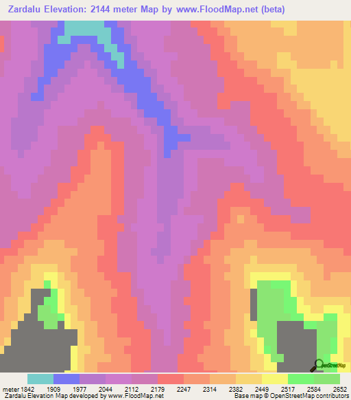 Zardalu,Afghanistan Elevation Map