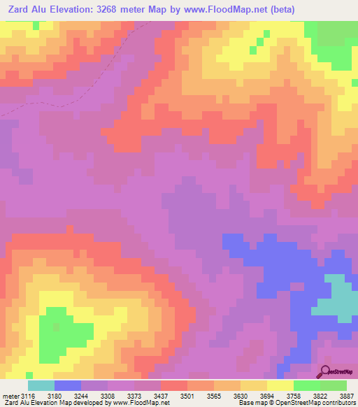 Zard Alu,Afghanistan Elevation Map