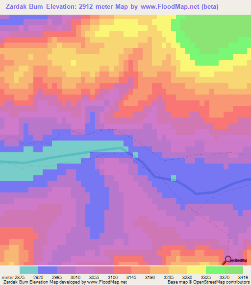 Zardak Bum,Afghanistan Elevation Map
