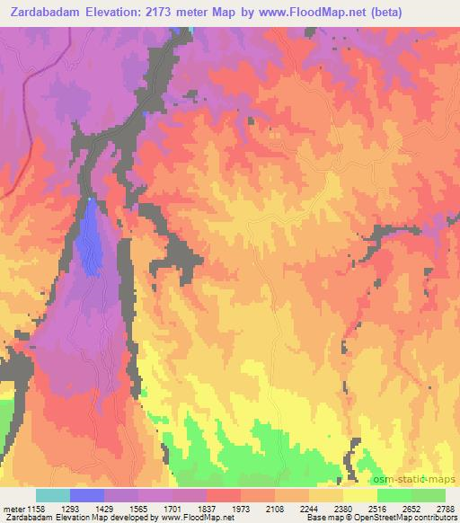 Zardabadam,Afghanistan Elevation Map