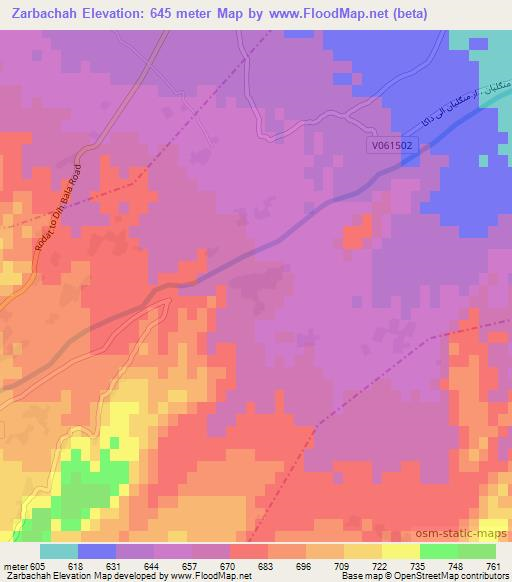 Zarbachah,Afghanistan Elevation Map