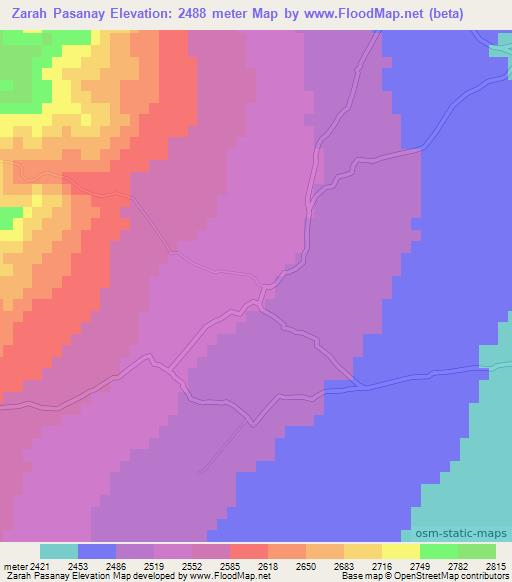 Zarah Pasanay,Afghanistan Elevation Map