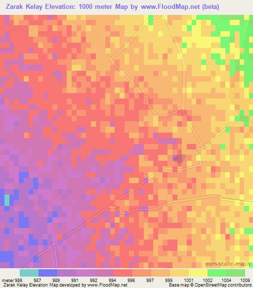 Zarak Kelay,Afghanistan Elevation Map